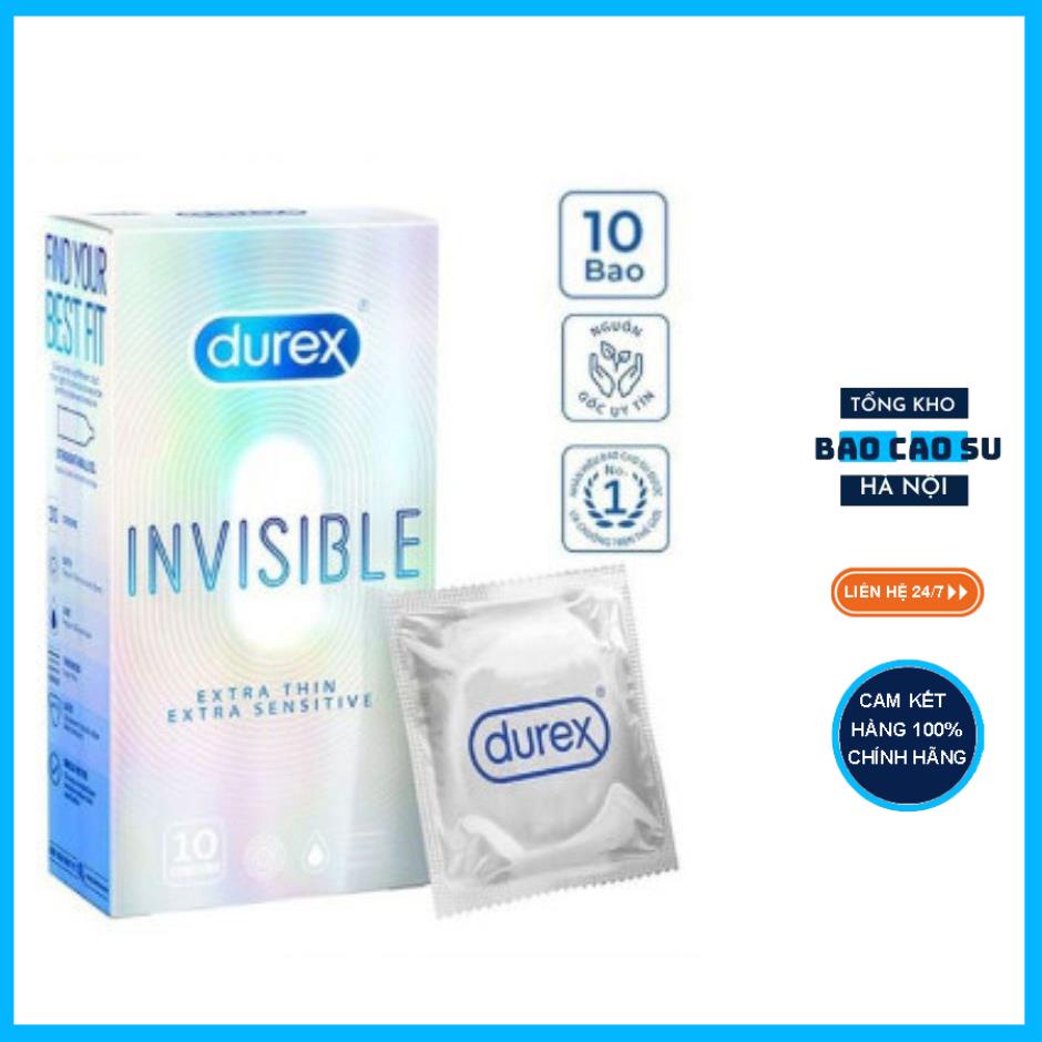 Bao cao su siêu mỏng Durex Invisible  nhiều gel tăng khoái cảm hộp 10 bao chính hãng