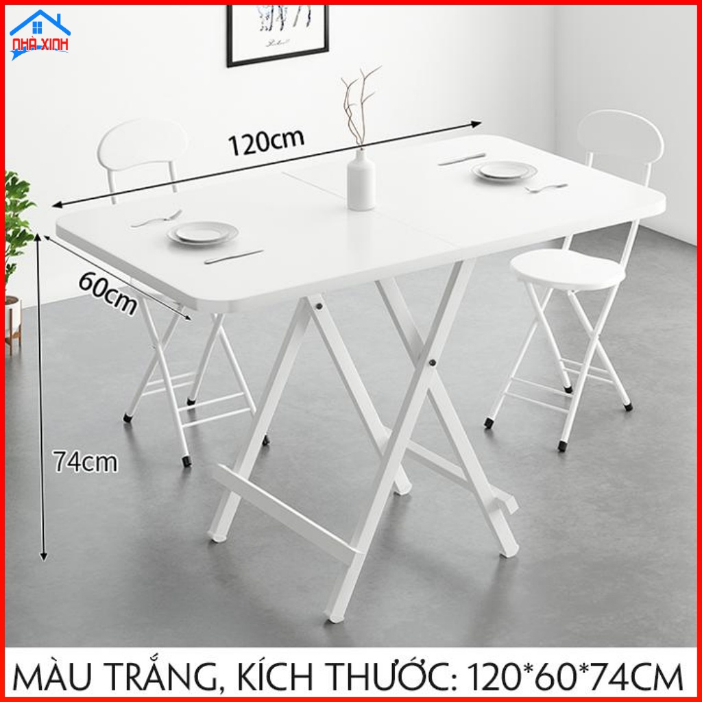 Bàn gỗ xếp gọn thông minh 2022, Bàn ăn giá rẻ, khung sắt chắc chắn, mặt bàn chống xước, chống thấm, KT 120*60*74cm