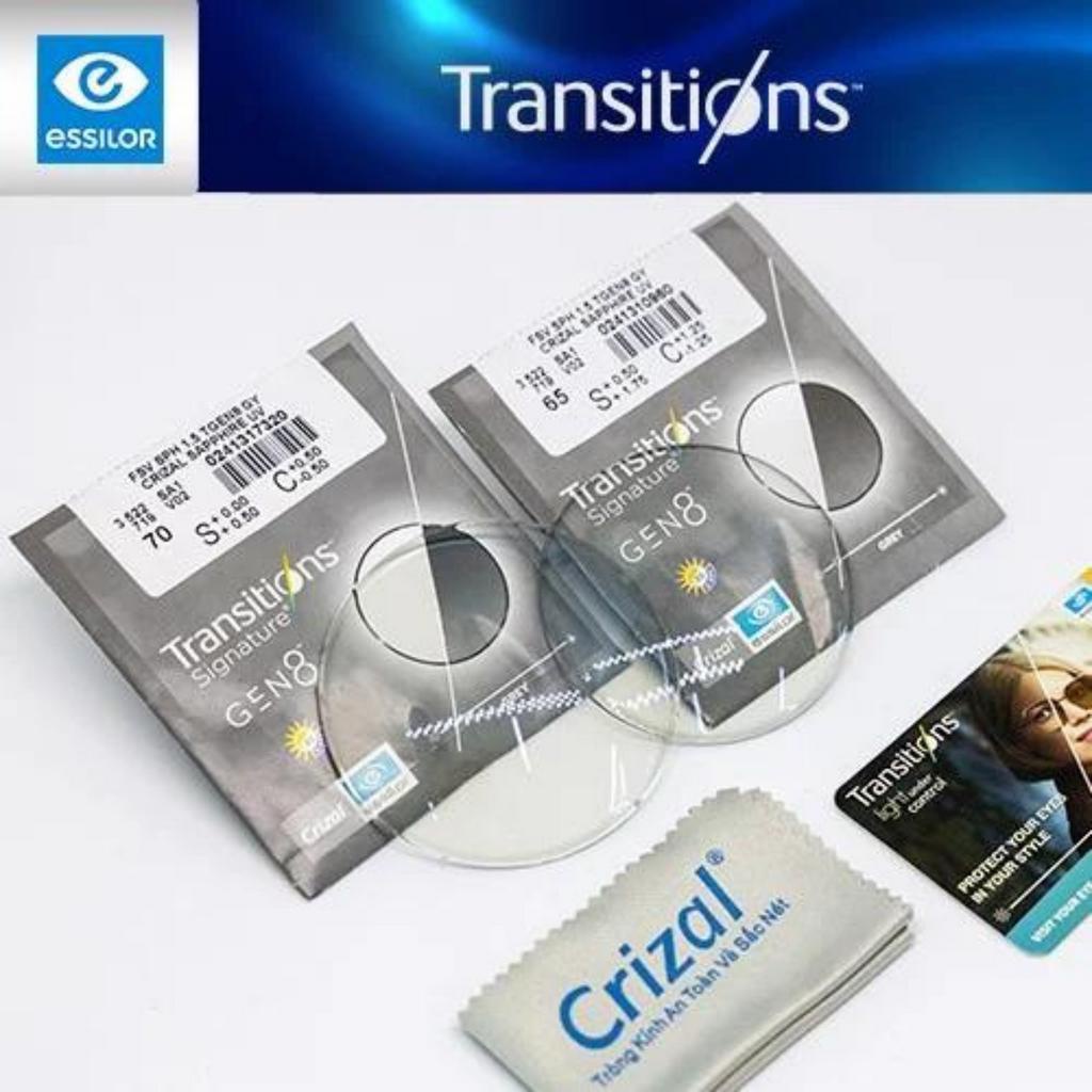 Tròng kính đổi màu Essilor Crizal Transitions Signature Gen 8 Chính hãng