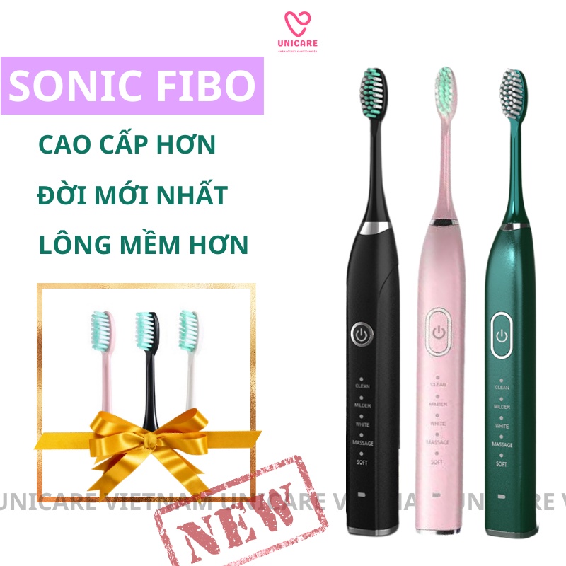 Bàn chải điện Sonic X7, FIBO cao cấp - Bàn chải đánh răng điện đa chức năng cho mọi lứa tuổi - Tặng kèm đầu bàn chải