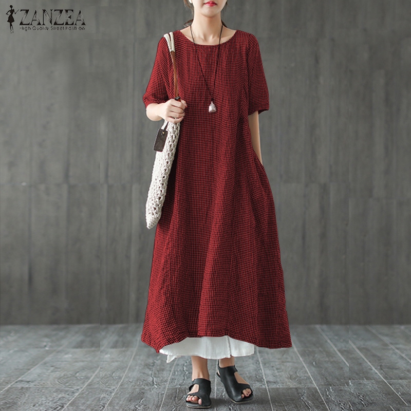 Đầm dài dáng rộng cổ tròn thời trang nữ cổ điển Zanzea | BigBuy360 - bigbuy360.vn