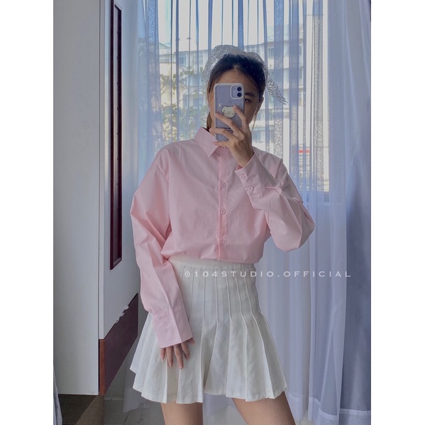 Áo sơ mi tay dài oversize không túi