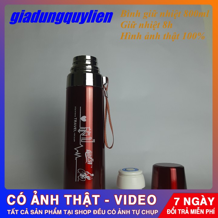 [Hình Thật 100%] Bình Giữ Nhiệt Chất Lượng Cao 800ml Ruột Inox An Toàn, Giữ Được Đồng Thời Nóng Và Lạnh Trên 6 Tiếng