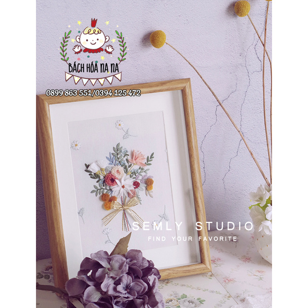 DIY Bộ kit thêu hoa 3D blueberry, kit tập thêu mẫu hoa hoa , hồng leo -bách hóa na na Handmade