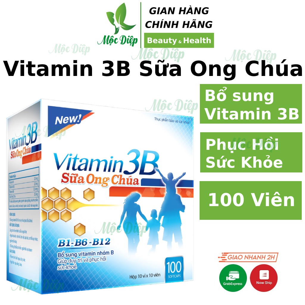 Viên uống bổ sung Vitamin B tăng sức khỏe ❤️CHÍNH HÃNG👍 Vitamin 3B Sữa Ong Chúa 👍 bổ sung vitamin B1, B12, B6