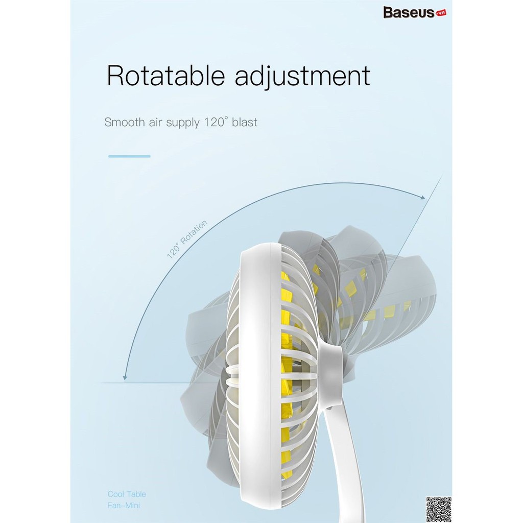 Baseus Quạt Máy Điện Mini Di Động Ventiladors USB Mijia Quạt Cực Êm Mùa Hè Mát 5 Cánh Quạt Để Bàn Văn Phòng Quạt pin 186