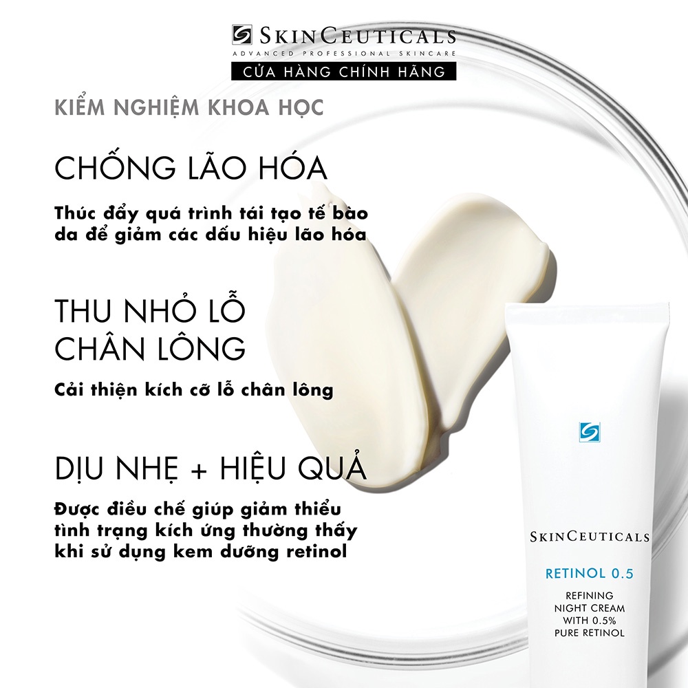 ​Skinceuticals Retinol 0.5 cải thiện các khuyết điểm sau mụn và các dấu hiệu lão hóa 30ml