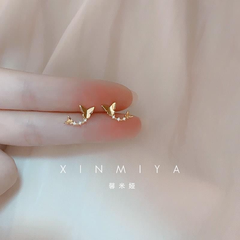 (Nhiều mẫu) bông tai mini đính đá nhân tạo xinh xắn