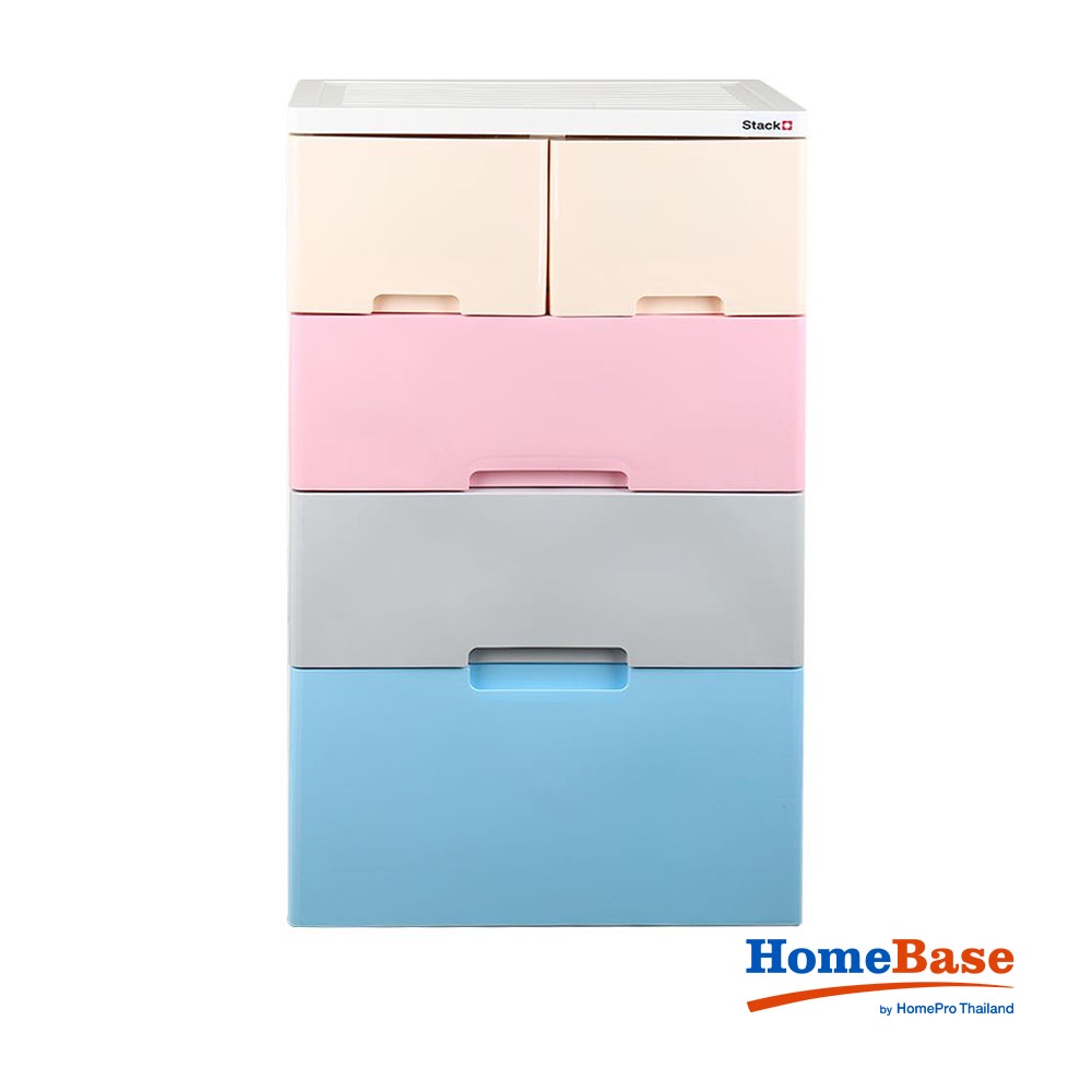 HomeBase STACKO Tủ đựng đồ 4 ngăn bằng nhựa có bánh xe Thái Lan A58 58X38X98.5cm nhiều màu