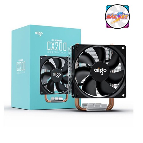 Quạt tản nhiệt CPU AIGO CX200. Tản nhiệt dạng tháp nhỏ gọn chỉ cao 123mm, chạy êm và hiệu năng tốt.