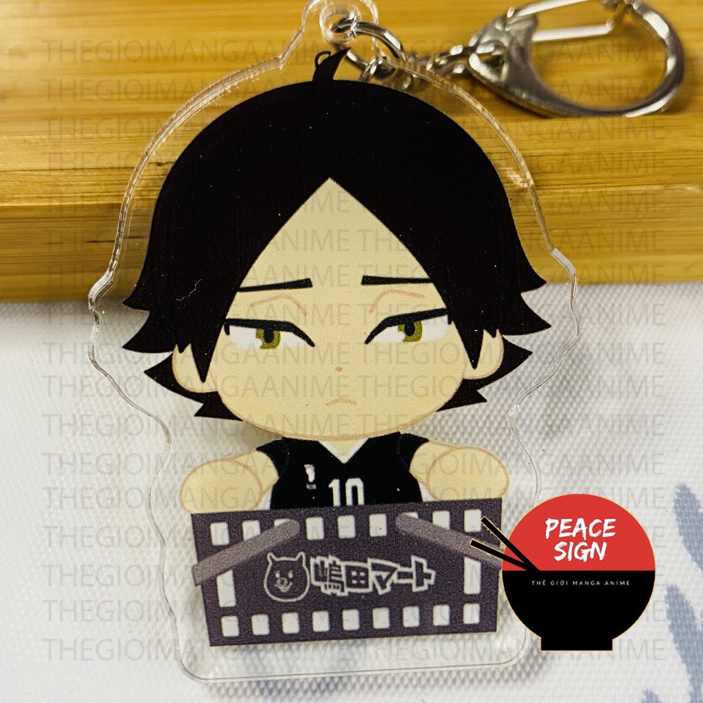 ( Mica trong acrylic ) Móc khóa in hình HAIKYUU! ver ÔM BẢNG Vua Bóng Chuyền anime chibi
