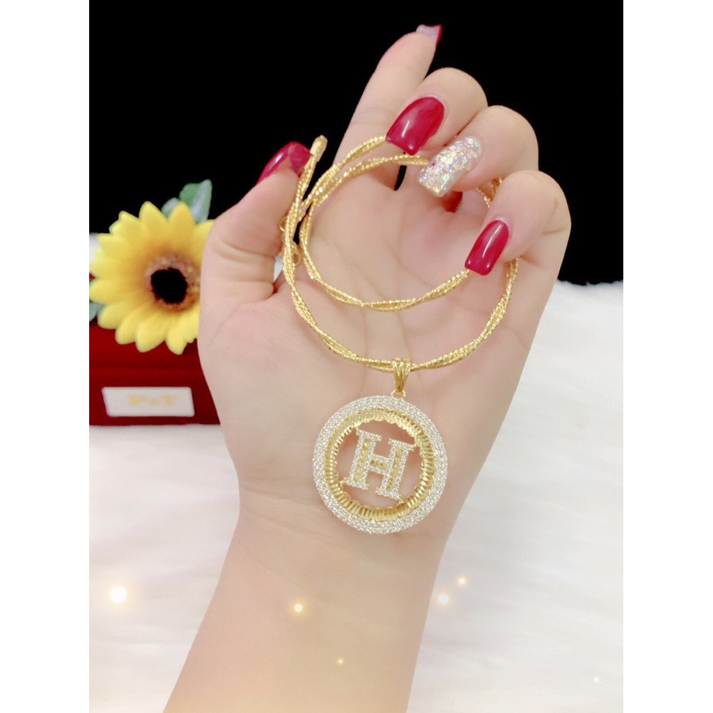 Kiềng cổ mặt chữ H xi dát vàng 18k cao cấp