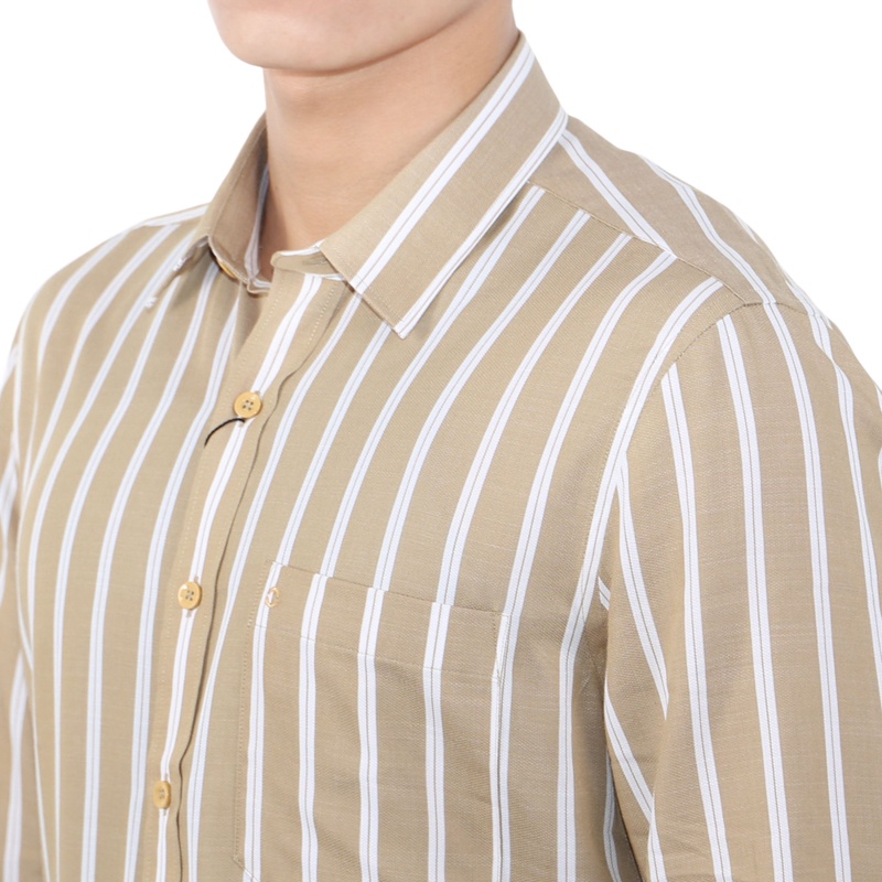 Áo sơ mi dài tay nam Owen Bamboo Regular Fit Be trắng - AR23195D