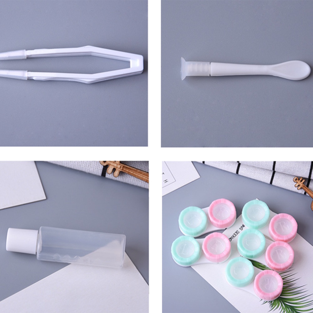 Bộ 5 Hộp Đựng Kính Áp Tròng Hai Màu Trong Suốt Giá Đỡ