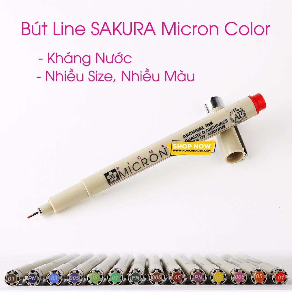 [DA ĐEN CHÍNH HÃNG] Bút Line Màu Sakura Pigma Micron Kháng Nước