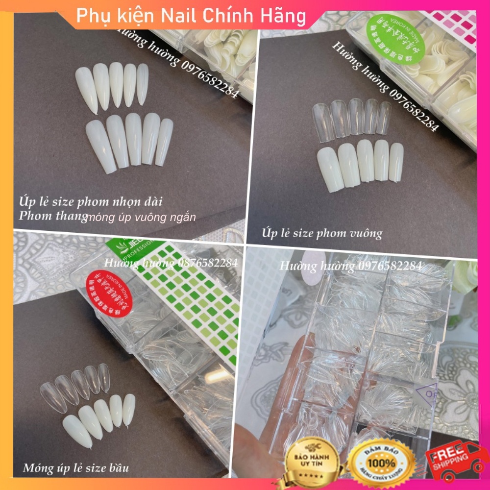 Móng úp lẻ size form vuông dài, nhọn, thang, bầu đục, trong đủ mẫu móng tay nail hottrend