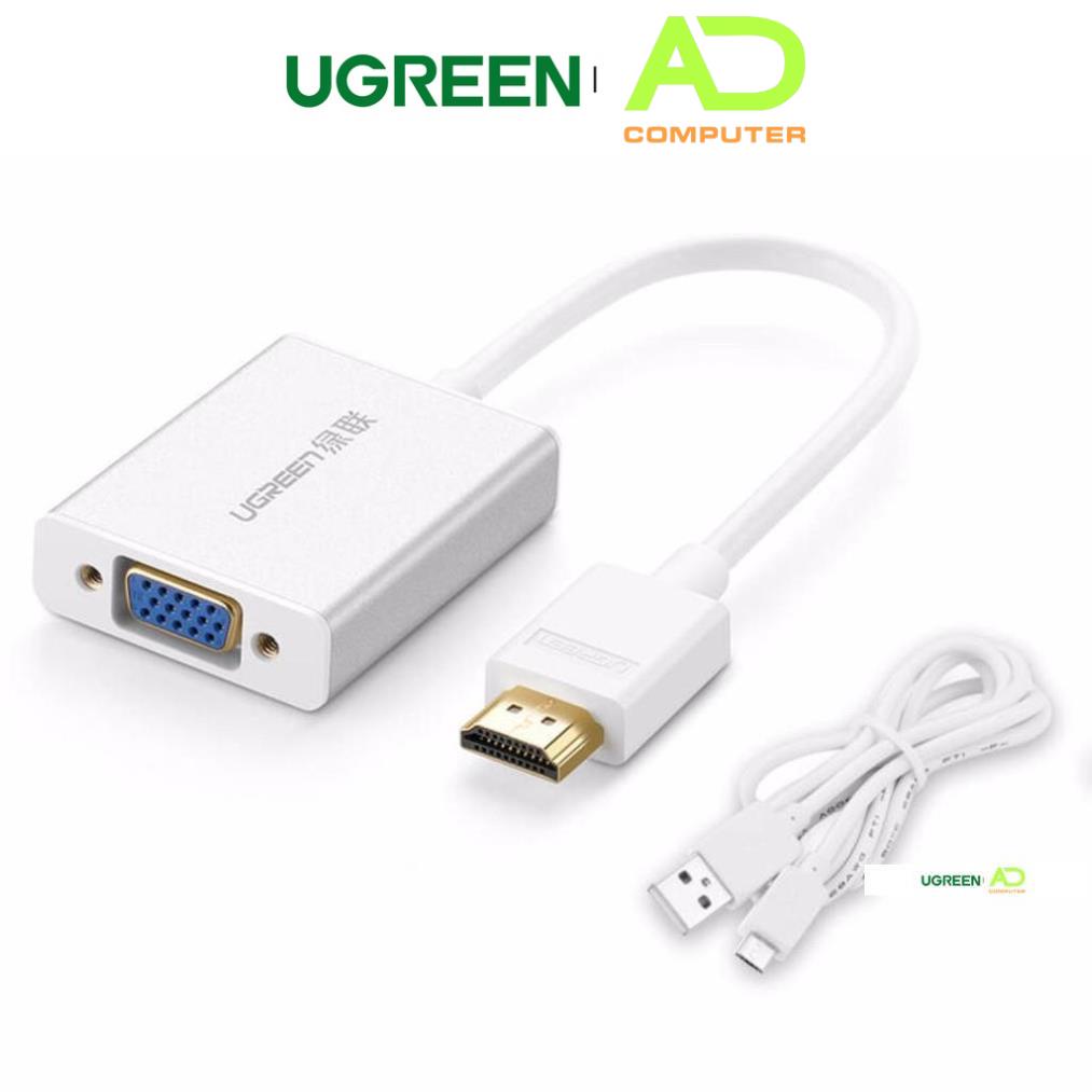 Bộ chuyển tín hiệu HDMI sang VGA kèm theo âm thanh dài 15CM UGREEN MM102 - Hàng phân phối chính hãng - Bảo hành 18 tháng