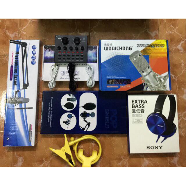 Combo MIC thu âm V8 + BM900