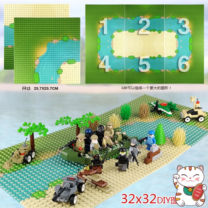 Tấm Nền Dòng Sông Đường Cong Đế Gắn Mảnh Ghép Baseplate City Đồ Chơi Ghép Hình Lắp Ghép Thông Minh Lego MOC DIY