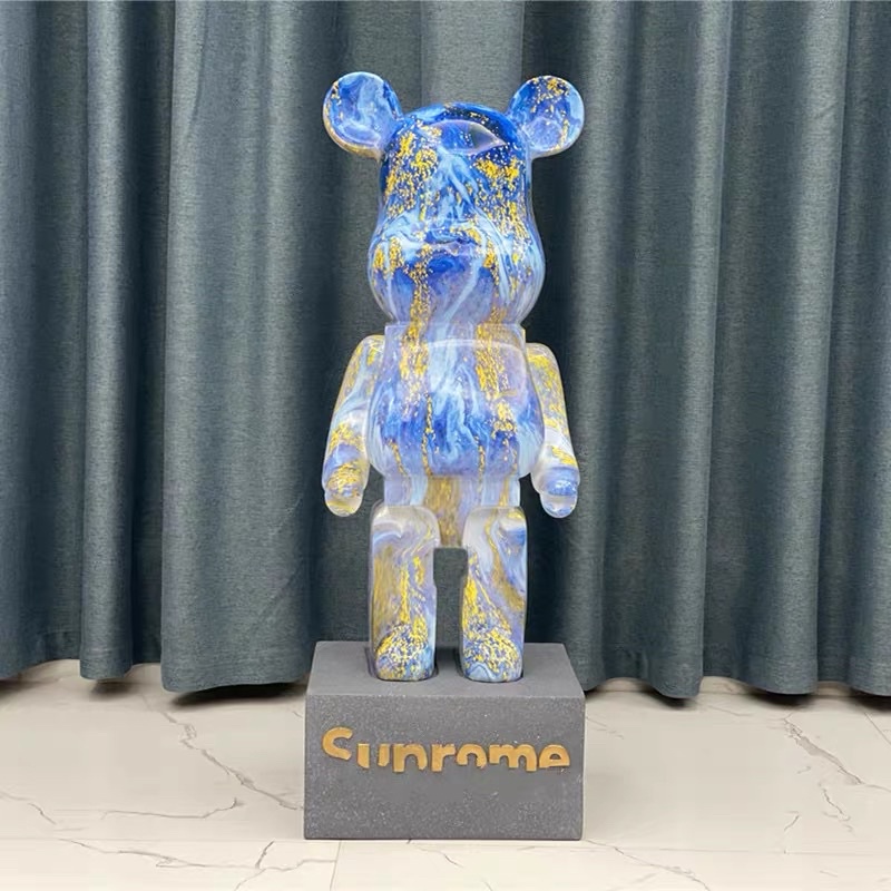 Tượng gấu bearbrick xanh vẩy sơn siêu đẹp
