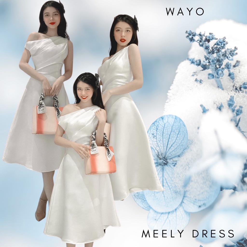 Đầm WAYO dự tiệc lệch vai xếp li 3 màu sang trọng