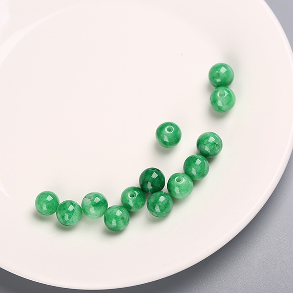 Bộ Hạt Đá Ngọc Bích Màu Sắc Trắng Xanh DIY Dùng Làm Vòng Tay/Dây Chuyền