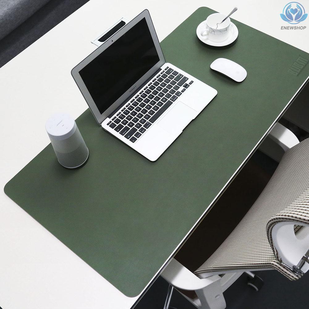 【enew】BUBM PU Leather Protector Pad Mouse Pad Desk Writing Waterproof Anti-oil for Office and Home (Green&amp;Grey, M)