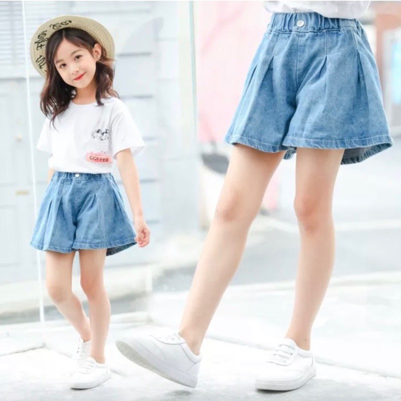 quần đùi giả váy bé gái chất jean mềm cho bé từ 8-33kg