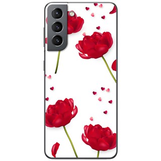 Ốp lưng Samsung Galaxy S21, S21 Plus, S21 Ultra in hình Hoa đỏ nền trắng