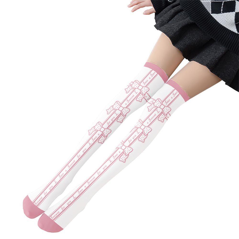 Vớ Dài Qua Gối Co Giãn Thoáng Khí In Họa Tiết Trái Dâu Tây Phong Cách Lolita Cho Nữ VANES1