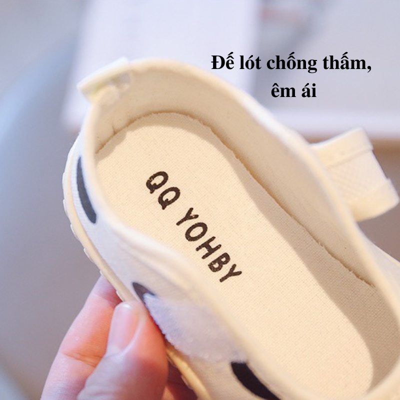 Giày vải canvas cho bé họa tiết chấm bi Bunny store, giày trẻ em gái đế mềm chống  trượt BN11