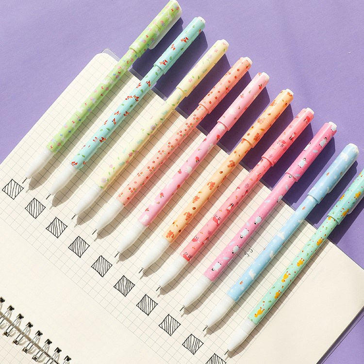 Set bút bi Ngòi 0.5mm 10 màu Hình Hoạt Hình Dễ Thương NATO SBB01