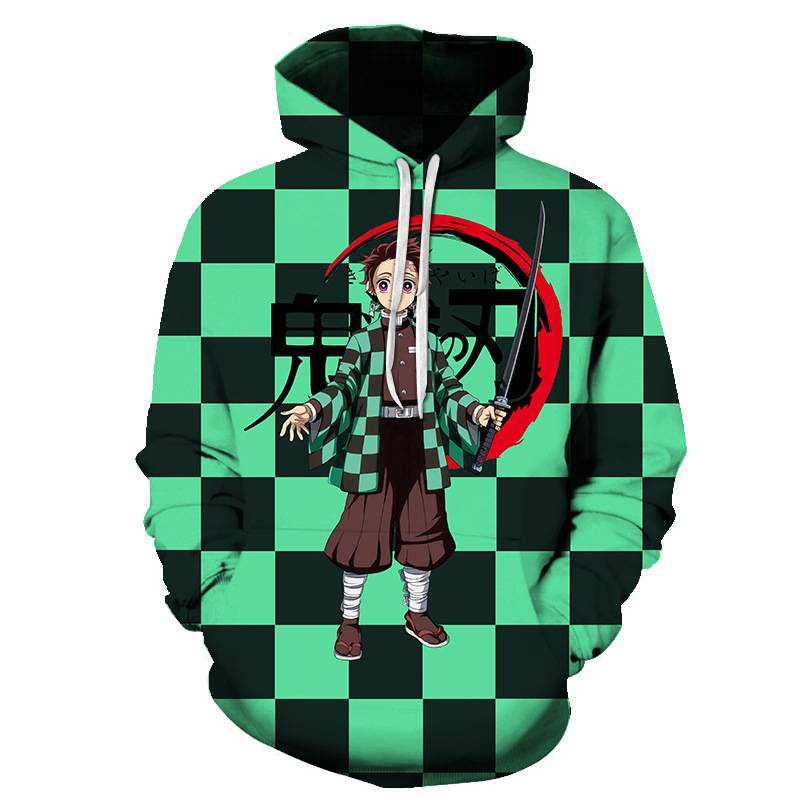 Áo Hoodie Tay Dài In Hình Nhân Vật Anime Demon Slayer Tanjirou Giyuu Kimetsu no Yaiba Tỉ Lệ 1
