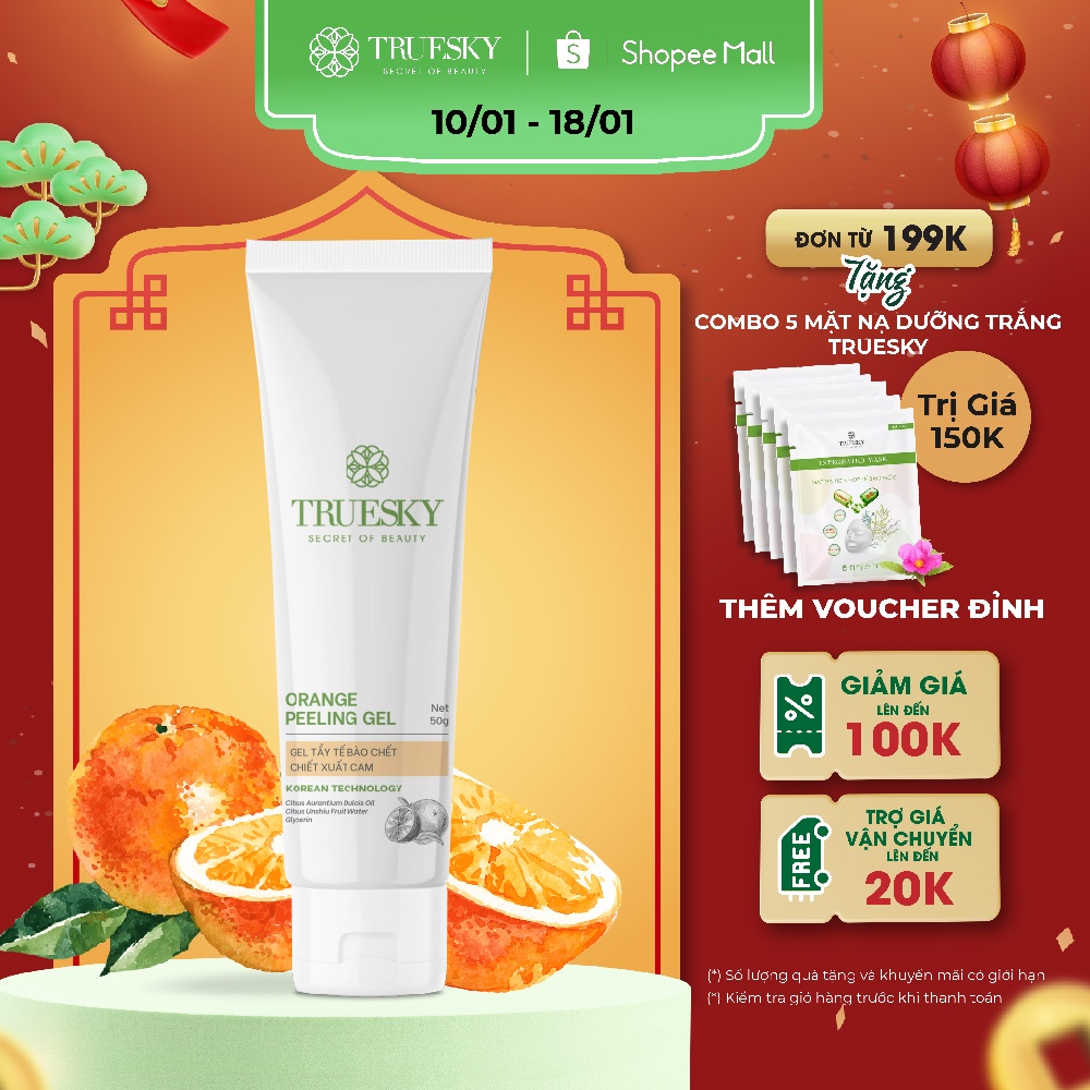 Tẩy tế bào chết da mặt Truesky Orange Peeling Gel dạng gel chiết xuất cam 50g