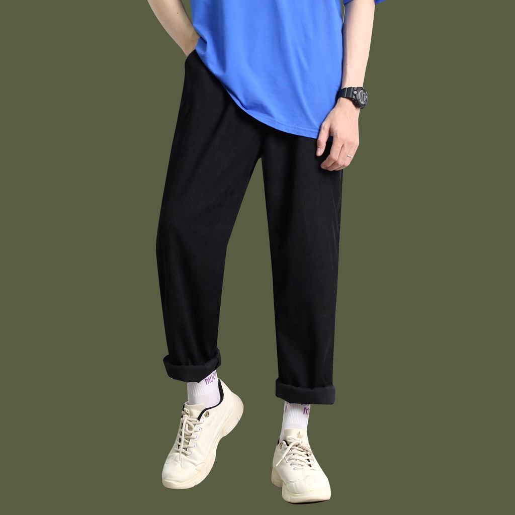 Quần ống rộng nhung tăm basic pants suông nam nữ TS1018 dây rút gấu
