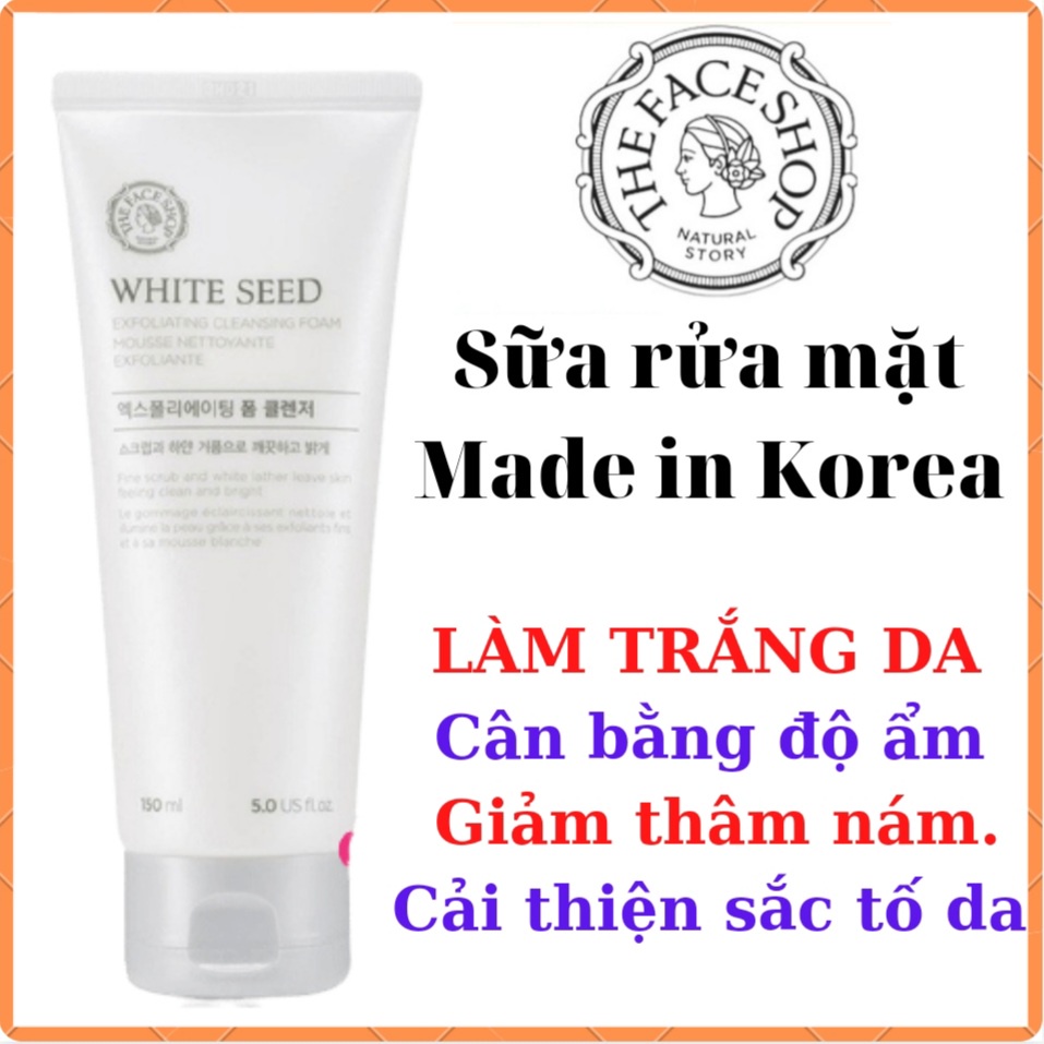 [AUTH_KOREA] Sữa Rửa Mặt Làm Sáng Da White Seed Exfoliating Cleansing Foam 150ml The Face Shop