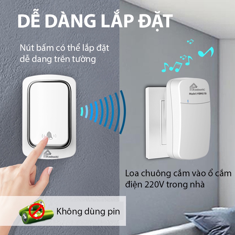 Chuông Cửa Không Dây Không Pin Thông Minh Chống Nước HBM078