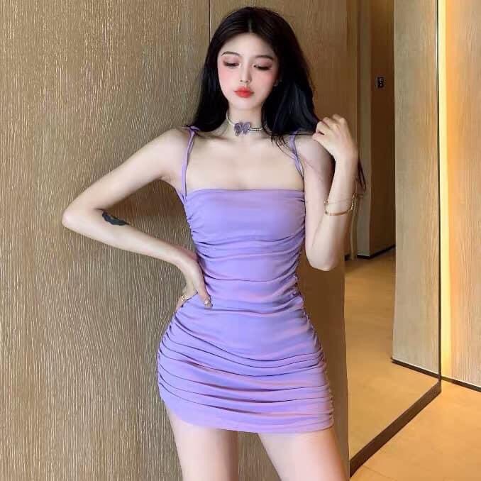 Đầm nữ 💕 FREESHIP 💕 Váy body 2 dây nhún eo thời trang xixo cao cấp mã DAM0023