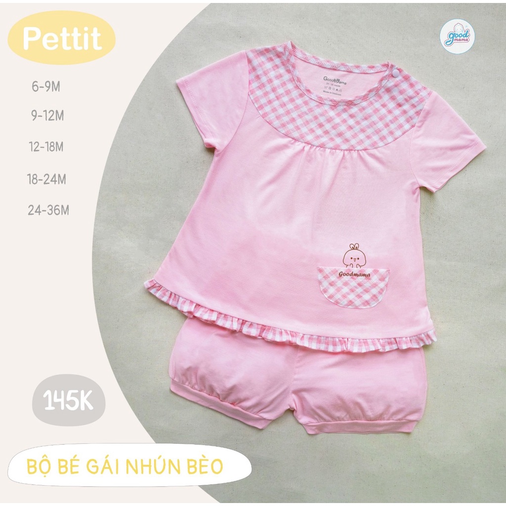 [CHÍNH HÃNG] Bộ cộc tay raglan quần đùi vải petit họa tiết dễ thương cho bé Good Mama