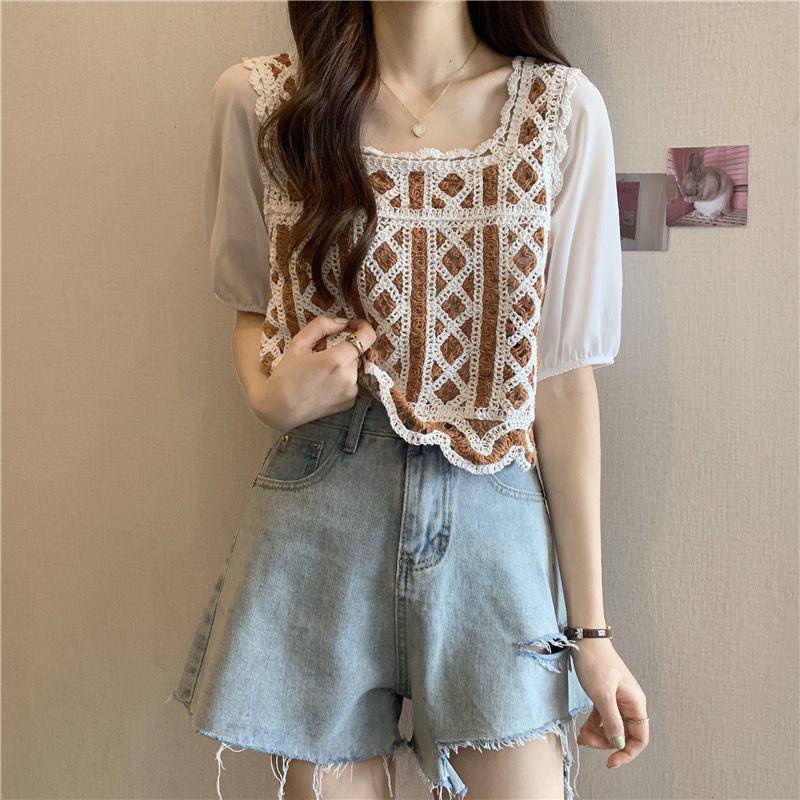 Áo Kiểu Cổ Vuông Tay Phồng Phong Cách Hàn Quốc Thời Trang Mùa Hè Hàng Mới Dành Cho Bạn Nữ