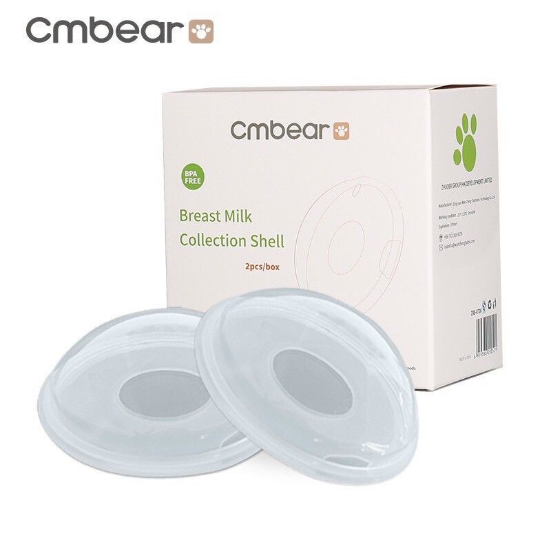 Hộp 2 phễu hứng sữa chống tràn CMBEAR chất liệu silicon an toàn cho mẹ và bé