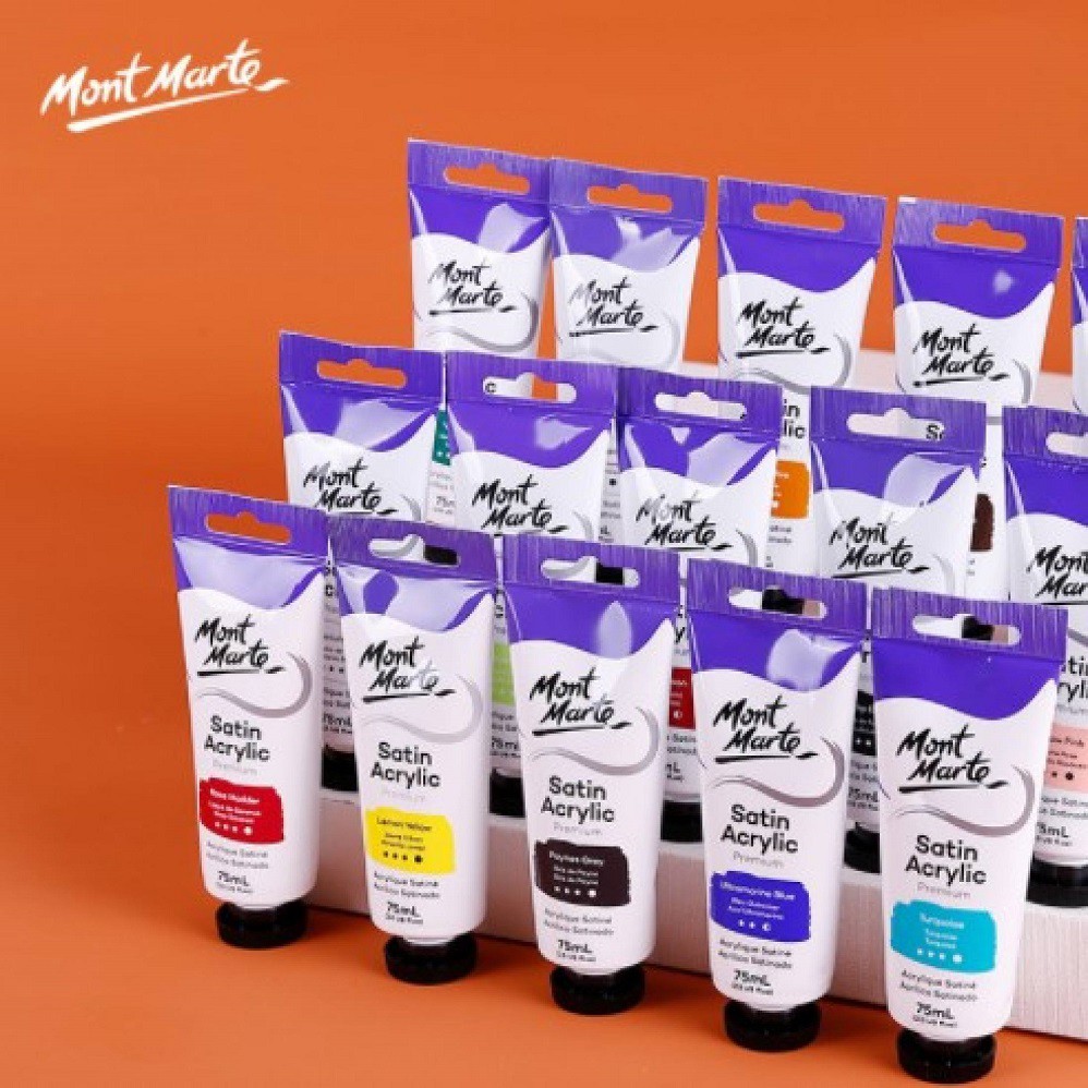 BỘ 32 MÀU ACRYLIC CAO CẤP MONT MARTE SATIN TUÝP 75 ML - MONT MARTE PREMIUM SATIN ACRYLIC 75 ML