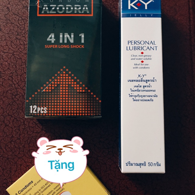 Combo bcs Azodra và Gel Ky tặng hộp bcs Vip 3 cái