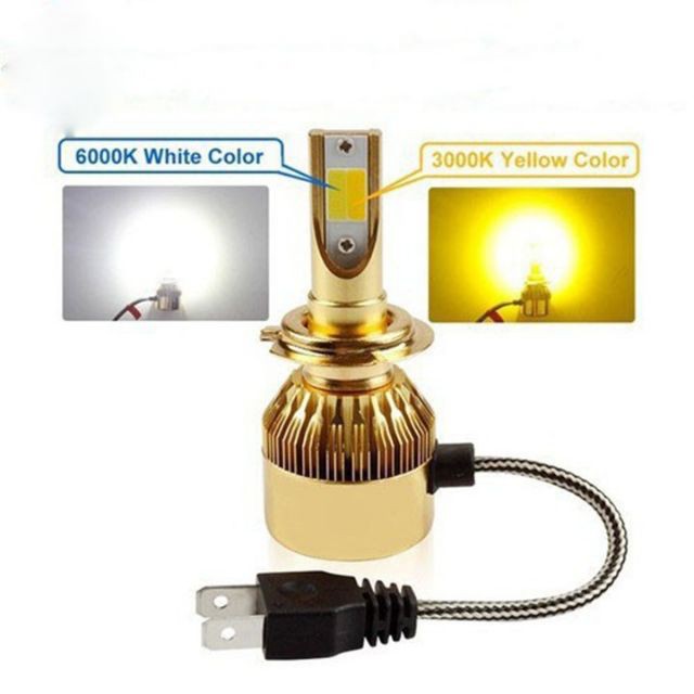 Đèn C6 Cost Vàng chân H4 H7 9012 lắp cho Oto xe máy
