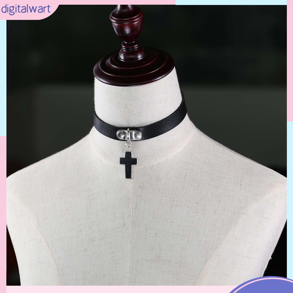 Vòng Cổ Choker Giả Da Phối Mặt Chữ Thập Thời Trang Cá Tính Dành Cho Nữ