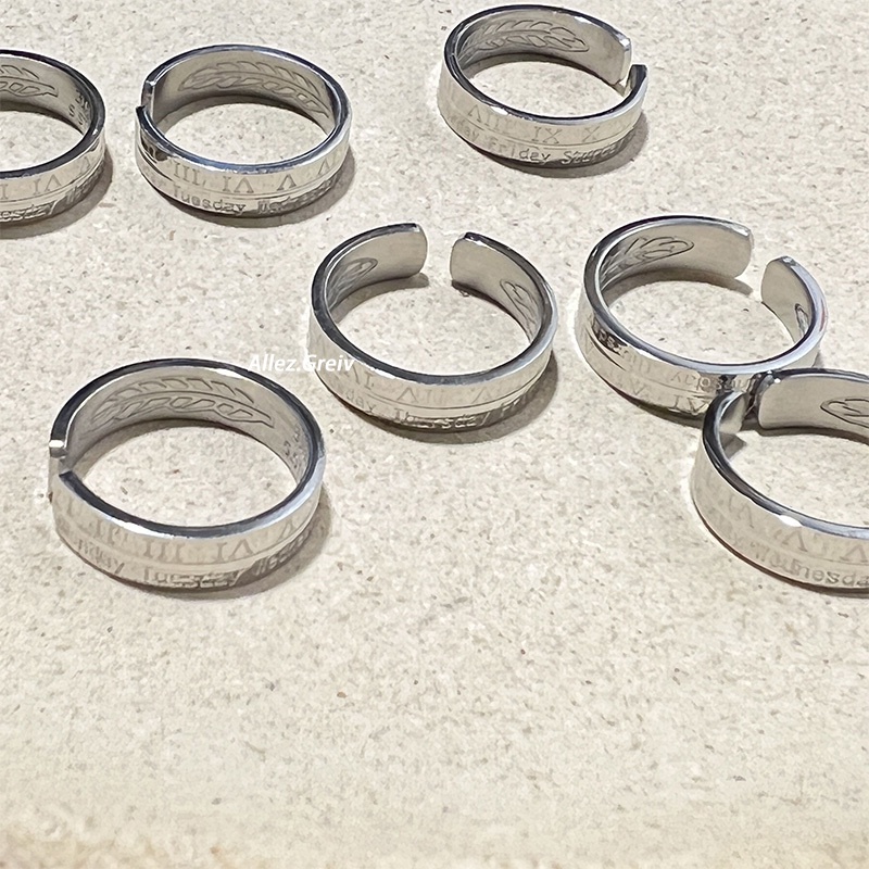Nhẫn Thép Titan Khắc Chữ Số La Mã Sáng Tạo Thời Trang