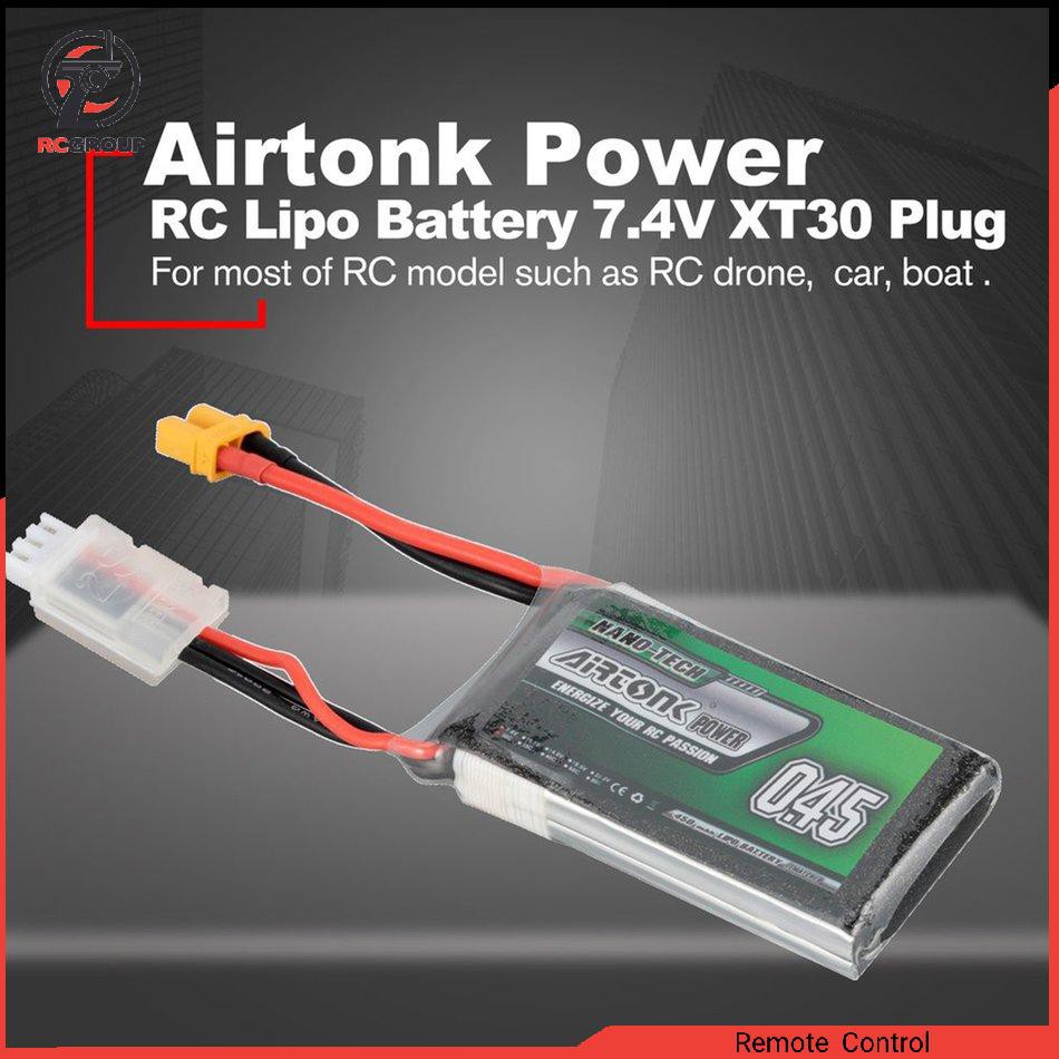 Pin Năng Lượng Lipo Airtonk 7.4V 450mAh 30C 2s 1P XT30 Chỉ Cần Cắm Cho Xe Hơi Điều Khiển DC