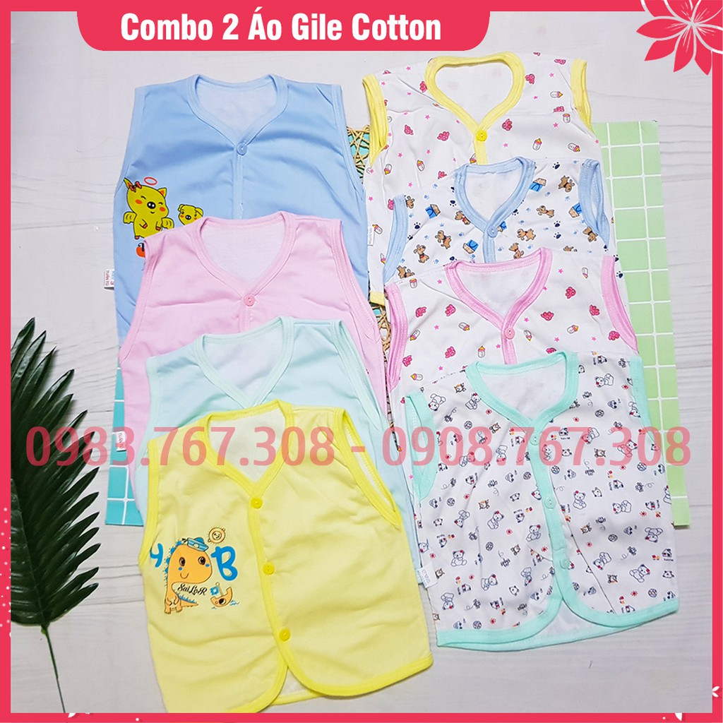 Sét 2 Ao Gile Sơ Sinh (Loại Cotton Mỏng) - Giao hàng ngẫu nhiên mẫu