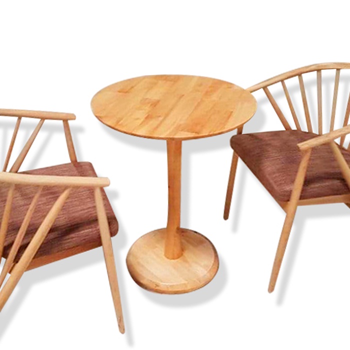 Bàn café chân trụ IBIE Lea 600x600x740mm gỗ cao su, tùy chọn màu sắc, phong cách hiện đại, hàng loại 1