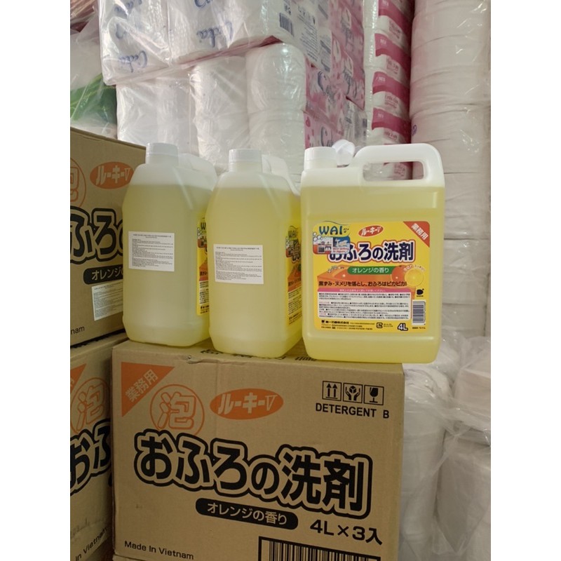 Nước lau sàn, nước tẩy rửa nhà tắm đa năng Wai Rokie Nhật Bản hương cam chanh bình 4l